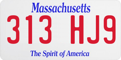 MA license plate 313HJ9