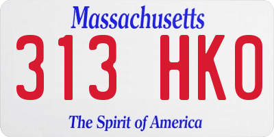 MA license plate 313HK0