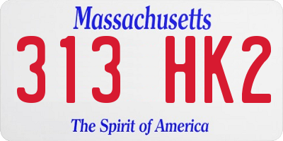MA license plate 313HK2