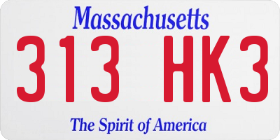 MA license plate 313HK3