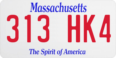MA license plate 313HK4