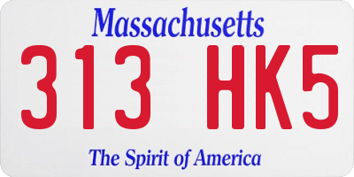 MA license plate 313HK5