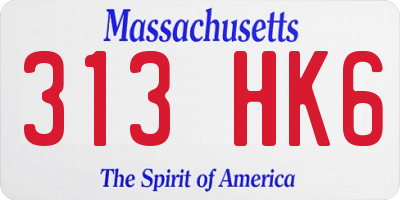 MA license plate 313HK6