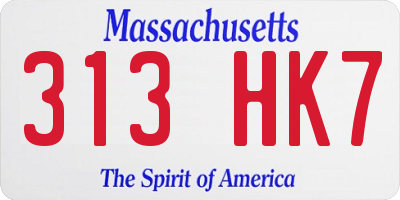 MA license plate 313HK7