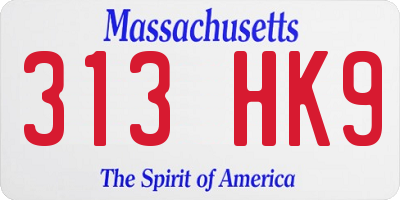 MA license plate 313HK9