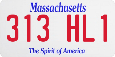 MA license plate 313HL1