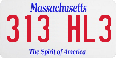 MA license plate 313HL3