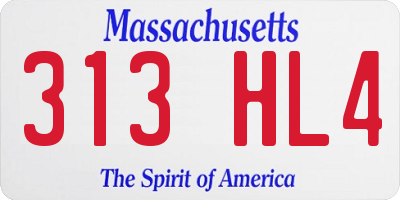 MA license plate 313HL4