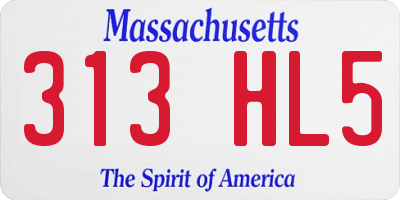 MA license plate 313HL5