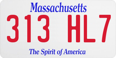 MA license plate 313HL7