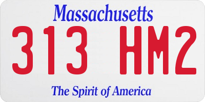 MA license plate 313HM2