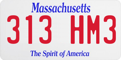 MA license plate 313HM3