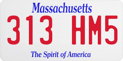 MA license plate 313HM5