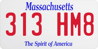 MA license plate 313HM8