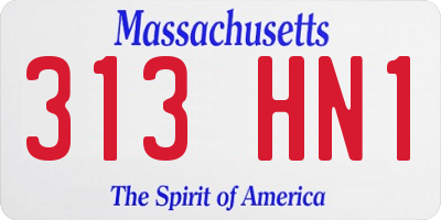 MA license plate 313HN1