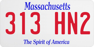 MA license plate 313HN2