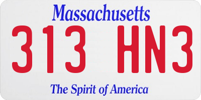 MA license plate 313HN3
