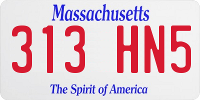 MA license plate 313HN5