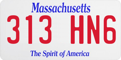 MA license plate 313HN6