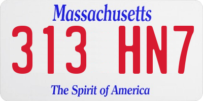 MA license plate 313HN7