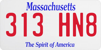 MA license plate 313HN8