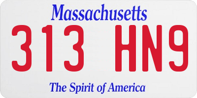 MA license plate 313HN9