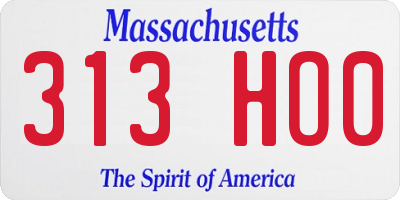 MA license plate 313HO0