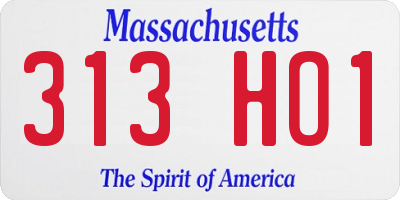 MA license plate 313HO1