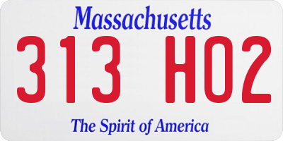 MA license plate 313HO2