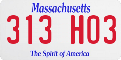 MA license plate 313HO3