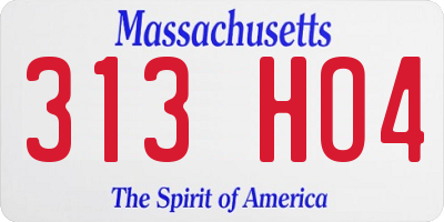 MA license plate 313HO4
