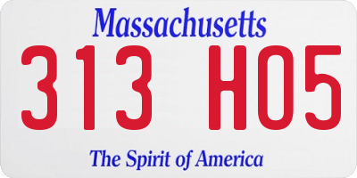 MA license plate 313HO5