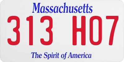 MA license plate 313HO7