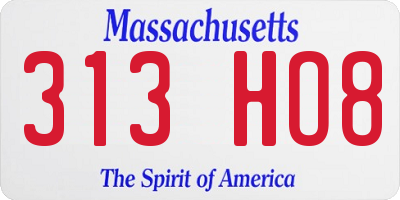 MA license plate 313HO8