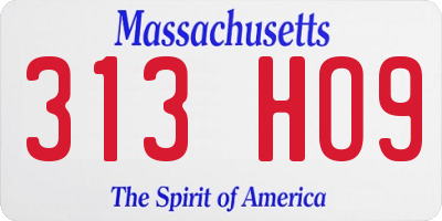 MA license plate 313HO9