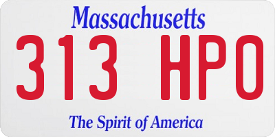 MA license plate 313HP0