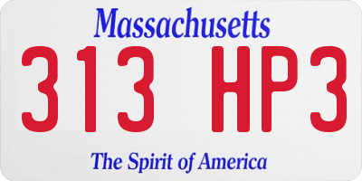 MA license plate 313HP3