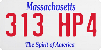 MA license plate 313HP4