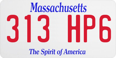 MA license plate 313HP6