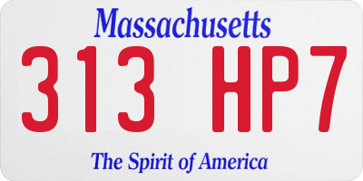 MA license plate 313HP7