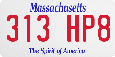 MA license plate 313HP8