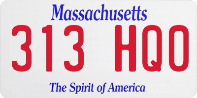 MA license plate 313HQ0