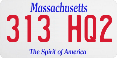 MA license plate 313HQ2