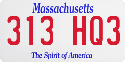 MA license plate 313HQ3