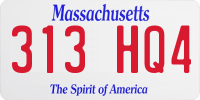 MA license plate 313HQ4