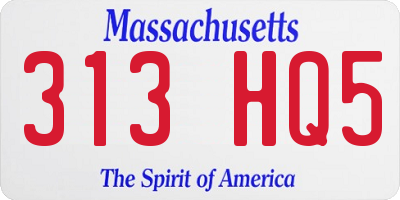 MA license plate 313HQ5