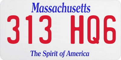 MA license plate 313HQ6