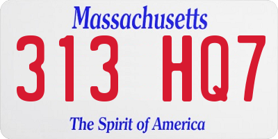 MA license plate 313HQ7