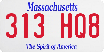 MA license plate 313HQ8
