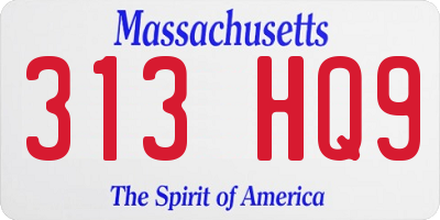 MA license plate 313HQ9